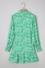 Ruffled Hem Long Sleeve Shirt Dress