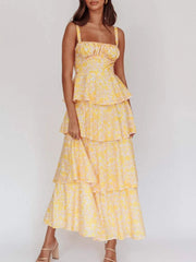 Floral Layered Ruffle Maxi Dress