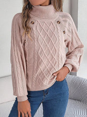 Cable Knit Turtleneck Long Sleeve Sweater