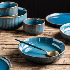 12-Piece Ceramic Dinnerware Set with Unique Hand-Stained Finish – Elegant and Durable