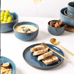 12-Piece Ceramic Dinnerware Set with Unique Hand-Stained Finish – Elegant and Durable