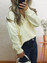 Flower Heart Button Long Sleeve Cardigan