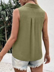 Full Size Button-Down Tank Top Plus Size