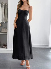 Texture Sweetheart Neck Backless Cami Dress