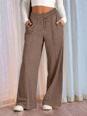 Full Size Drawstring Relaxed Fit Wide Leg Pants Plus Size