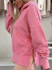 Striped Oversized Hoodie with Kangaroo Pocket