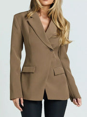 Lapel Collar One Button Blazer