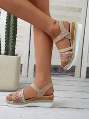 Braided Rainbow Platform Wedge Sandals