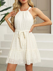 Tied Frill Sleeveless Mini Cami Dress