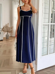 Contrast Wide Strap Midi Cami Dress