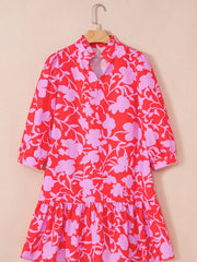 Floral Print Ruffle Hem Shirt Dress