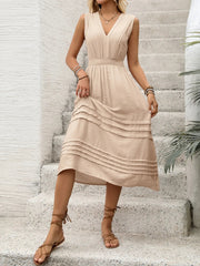 V-Neck Sleeveless Midi Dress