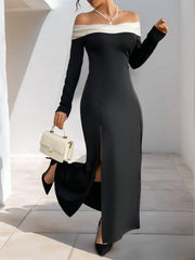 Side Slit Off-Shoulder Maxi Dress