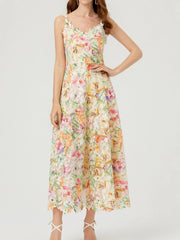 Floral Lace Sleeveless V-Neck Midi Dress