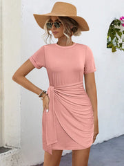 Round Neck Short Sleeve Mini Tee Dress