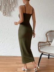 Ribbed Wrap Midi Dress with Side Slit