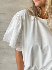 Plus Size Lace Detail Round Neck T-Shirt