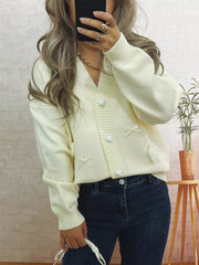 Flower Heart Button Long Sleeve Cardigan