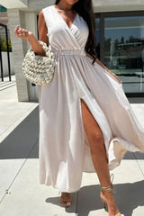 Surplice Sleeveless Slit Maxi Dress