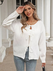 Tie-Front Long Sleeve Cardigan