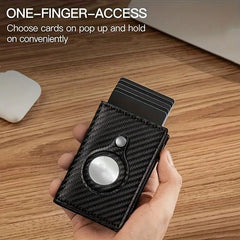 Carbon Fiber Leather Card Holder with Smart Airtag Slot (+Free Gift Included)Â