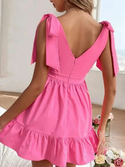 Tie Shoulder Tiered Mini Dress