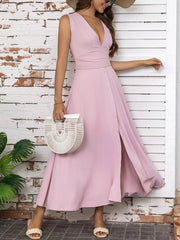 Full Size Slit V-Neck Sleeveless Dress Plus Size