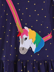 Children's Embroidered Unicorn Long Sleeve Dress