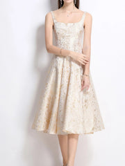 Floral A-Line Sleeveless Midi Dress