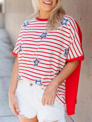 Striped Star Sequin Patriotic T-Shirt