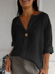 Full Size Casual Notched Drop Shoulder Blouse Plus Size