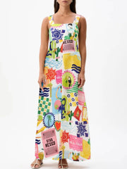 Printed Square Neck Maxi Cami Dress