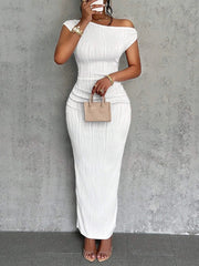Asymmetrical One Shoulder Bodycon Maxi Dress