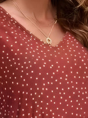Polka Dot Mini Dress - Ruffle Sleeve V-Neck Style