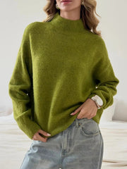 Mock Neck Dropped Shoulder Sweater