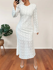 Lace Long Sleeve Midi Dress - Elegant & Stylish