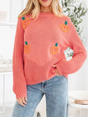 Pumpkin Embroidered Thanksgiving Holiday Sweater