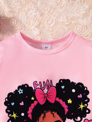Children's Graphic Long Sleeve Top & Flare Jeans Set