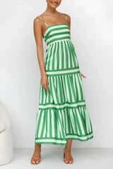 Striped Tiered Maxi Cami Dress