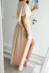 Surplice Flutter Sleeve Maxi Dress