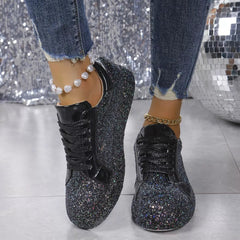 Sequin Lace Up Sneakers
