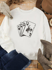 Ace Card Cowboy Graphic Long Sleeve Sweatshirt