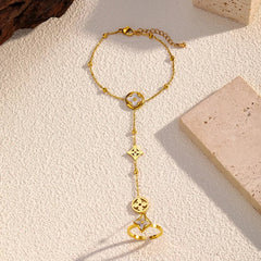 18K Gold-Plated Clover Charm Hand Chain Bracelet