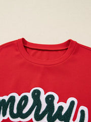 Merry Script Holiday Christmas Graphic Sweatshirt