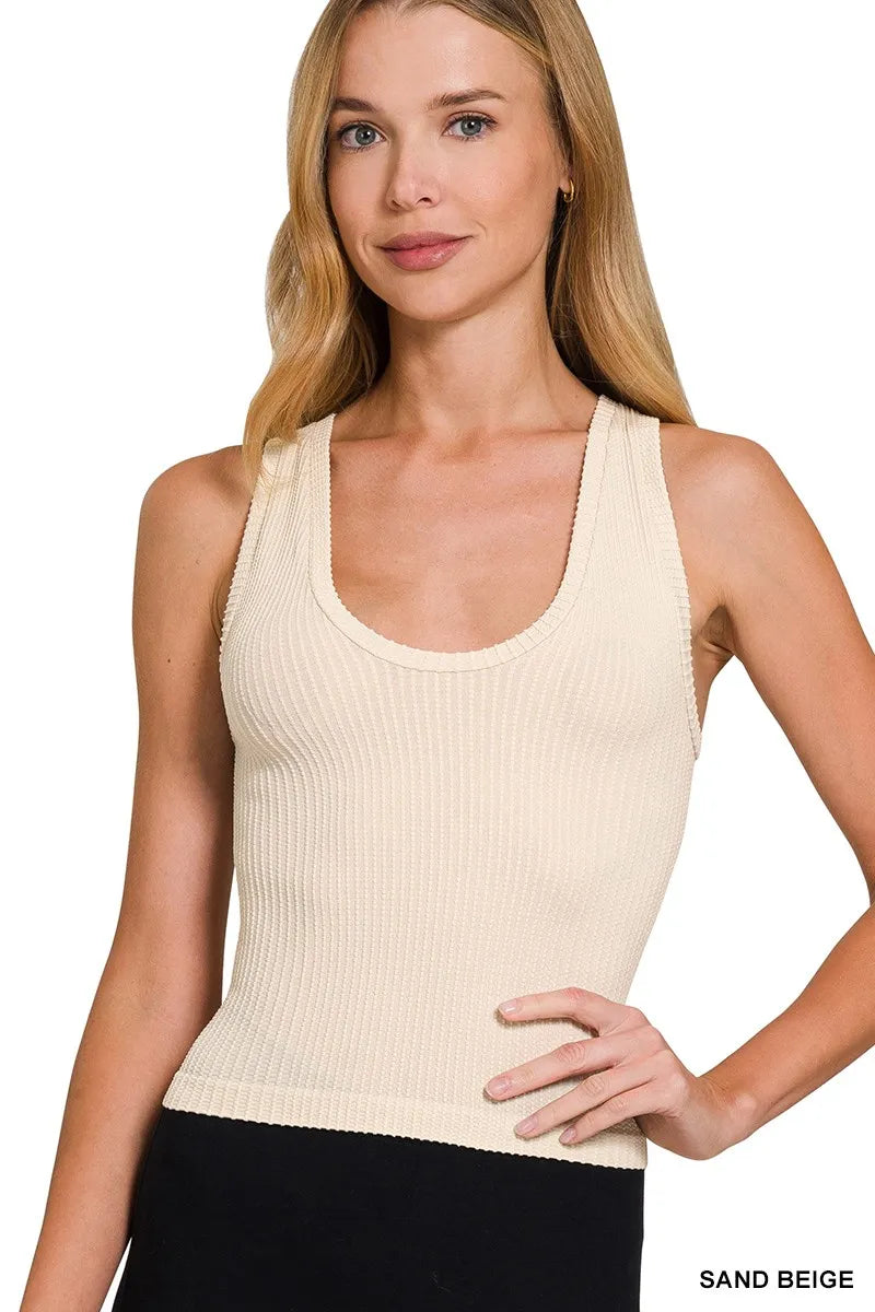 Zenana Ribbed Seamless Crop Tank