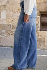 Pocketed Embroidered Straight Leg Jeans
