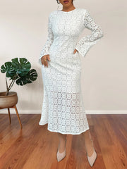 Lace Long Sleeve Midi Dress - Elegant & Stylish