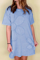 Floral Round Neck Short Sleeve T-Shirt Dress