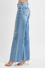 RISEN Full Size Tummy Control High Rise Ankle Palazzo Jeans Plus Size