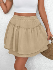 elastic waist layered skirt